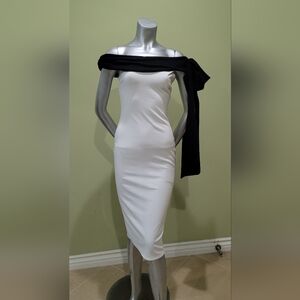 Elegant White Dress with Black Accent